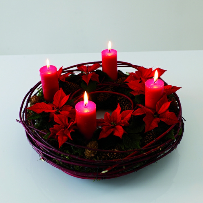 bastel savjeti-božić-malih adventskranz-crvene svijeće
