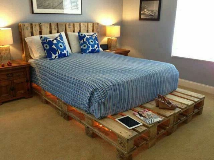 construir-a-palets camas azul-ropa de cama