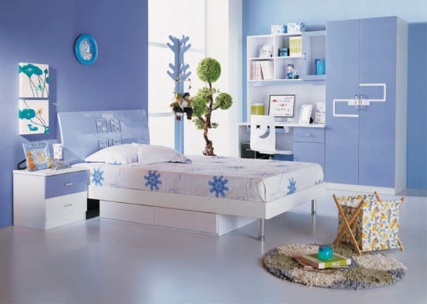 غرفة الأطفال - غرفة نوم مع صبغات زرقاء