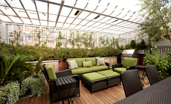 زراعة -surrounding-terrace-pollyrattan-green-upholstery