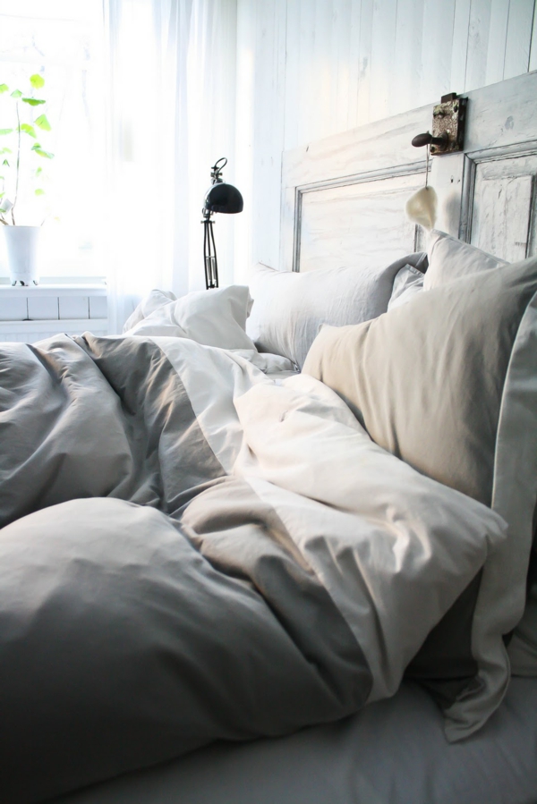 kényelmes ágy-design-in-skandináv stílusú függöny fehér