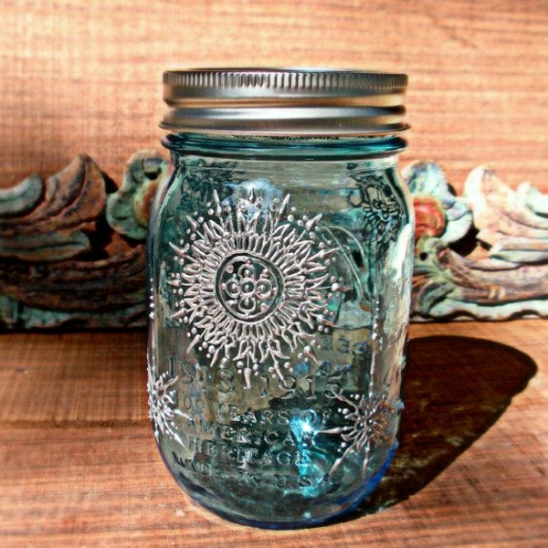 blue-Einweckglas Lantern ezüst henna minták