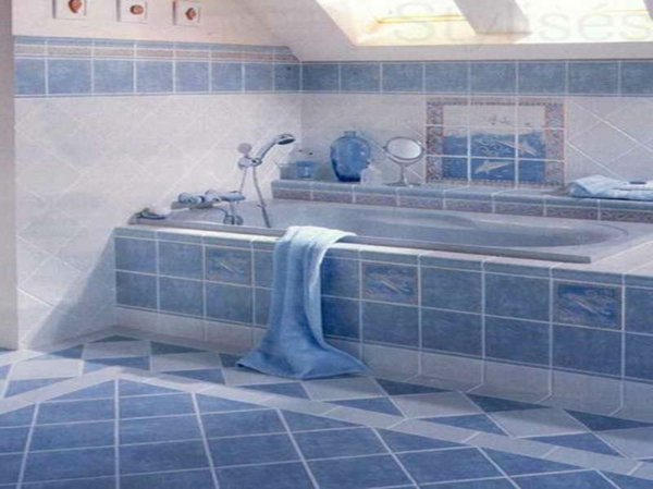 синьо-синьо-подови плочки плочки баня етаж-