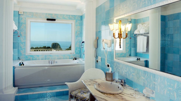 الطابق زرقاء خفيفة الحمام البلاط-3-
