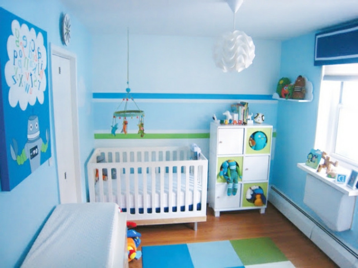 غرفة نوم زرقاء طفل wanddeko مقابل الأولاد