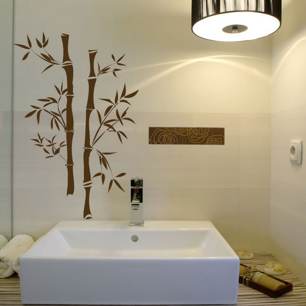 virág dekoráció-fürdőszoba-kreatív-bambusz darab festés sablon
