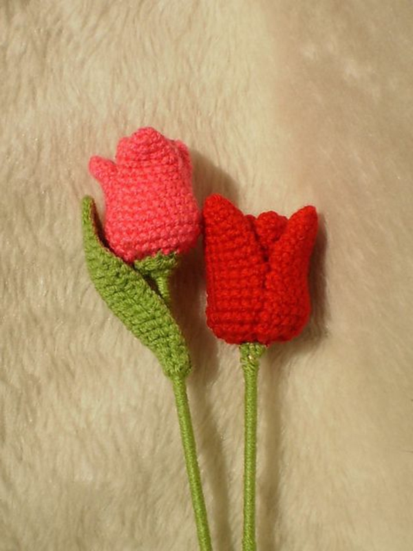 лале плетене на една кука - Floral Деко плетене на една кука-красивите-креативните-плетиво цветя