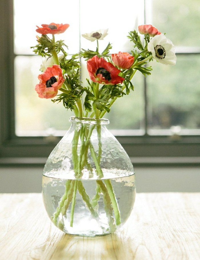 virág, váza üveg-deco váza friss mező virágokat