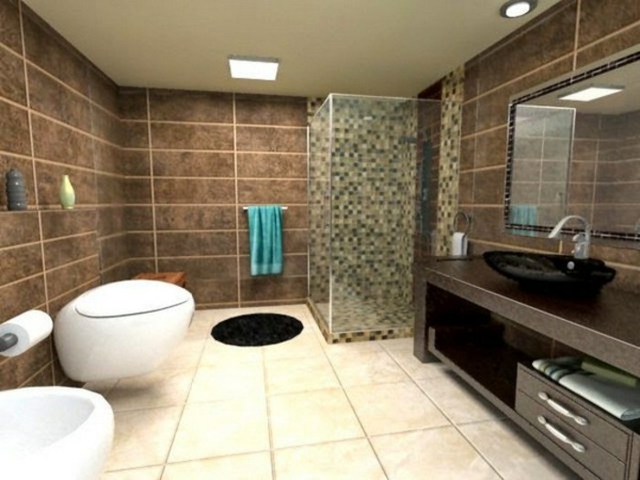 भूरे रंग की दीवार डिजाइन कोमल भूरे neuancen-इन-द-बाथरूम