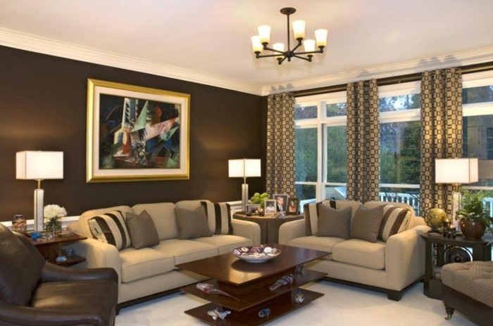 -Marrón pared de diseño-hermosa-marrones-en-el-sala de estar