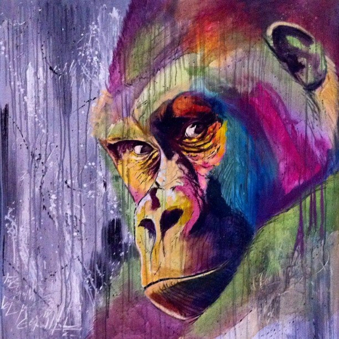 цветни графити изображения Gorilla Face