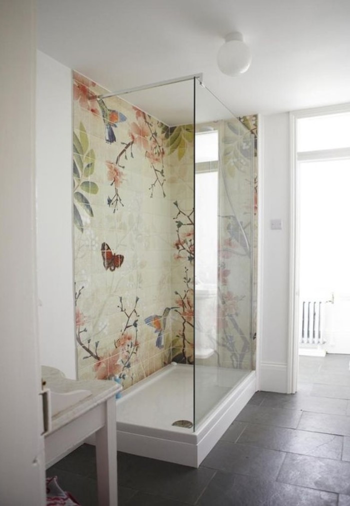 azulejos de colores de la cabina de ducha-Lay-in