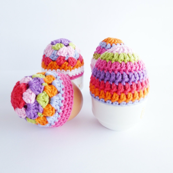 Värikkäitä munia lämpimämpi -Ideas-virkattu-kaunis-luova-Häkeleien -häkeln opittava Munat lämpimämpi Virkkaa