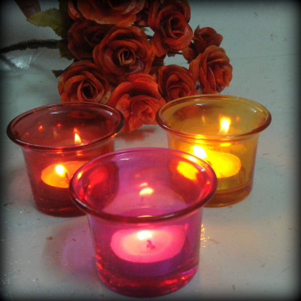 Velas decoración de pequeñas velas en vidrio transparente en colores coloridos