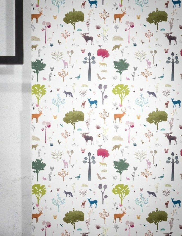 színes tapéta-Creative-tapéta-mintát Forest Animals