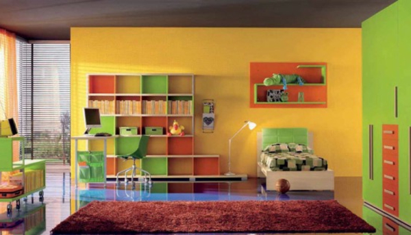 цветна младежка стая модерен дизайн - мек килим
