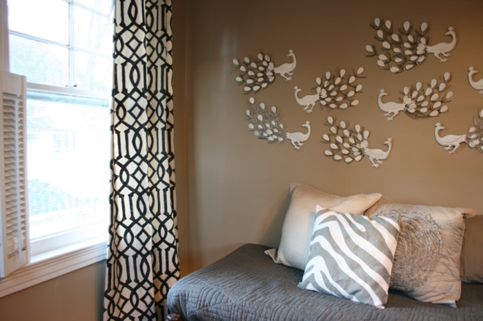 капучино стена цвят-уютен-Ambiente най-спалнята
