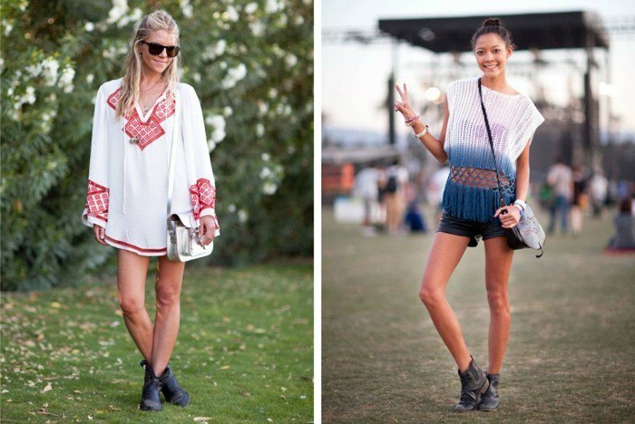 hippie фестивал облекла бял цвят с червено или синьо украсяват ботуши чанта чаши усмивка идеи