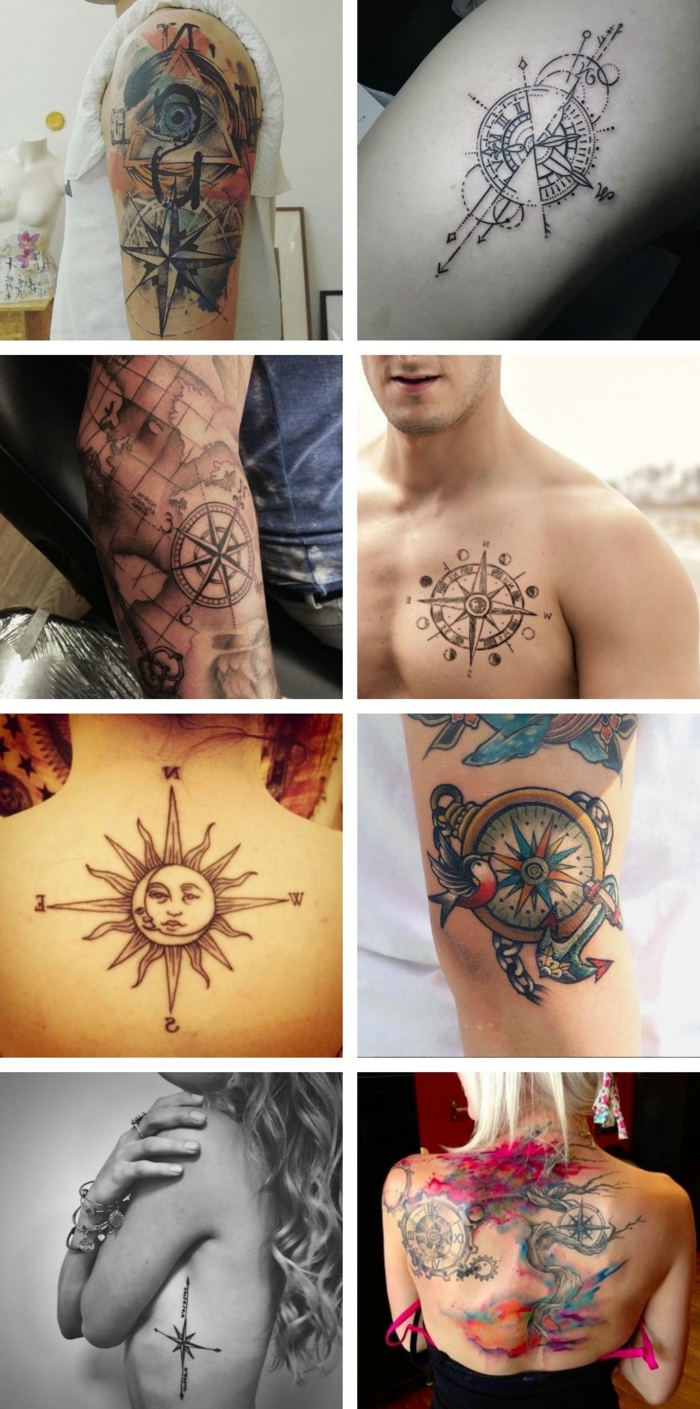 iránytű tetováló ötletek