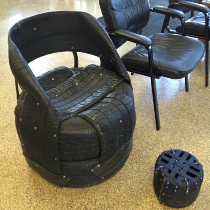 охлаждане DIY-мебели-от-кола за рециклиране на гуми автомобилни гуми, използвани черно-дизайн