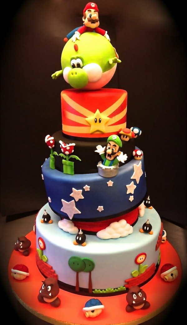 cool-gâteau-décoration - super mario figures-super mario photos-super-mario-personnages-grands-tartes-ordre-