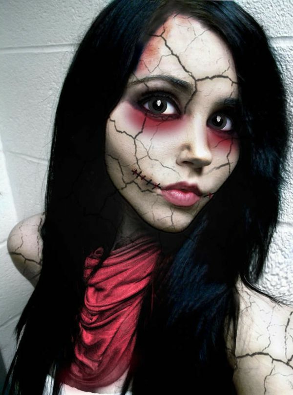 δροσερό-τρομακτικό πρόσωπο Halloween make-idea-