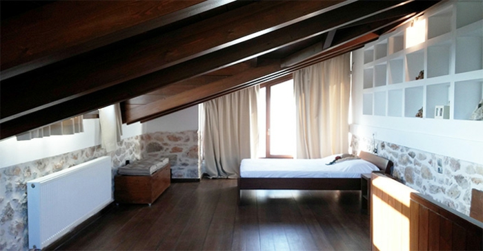 dachgechoss غرف نوم مع الستائر