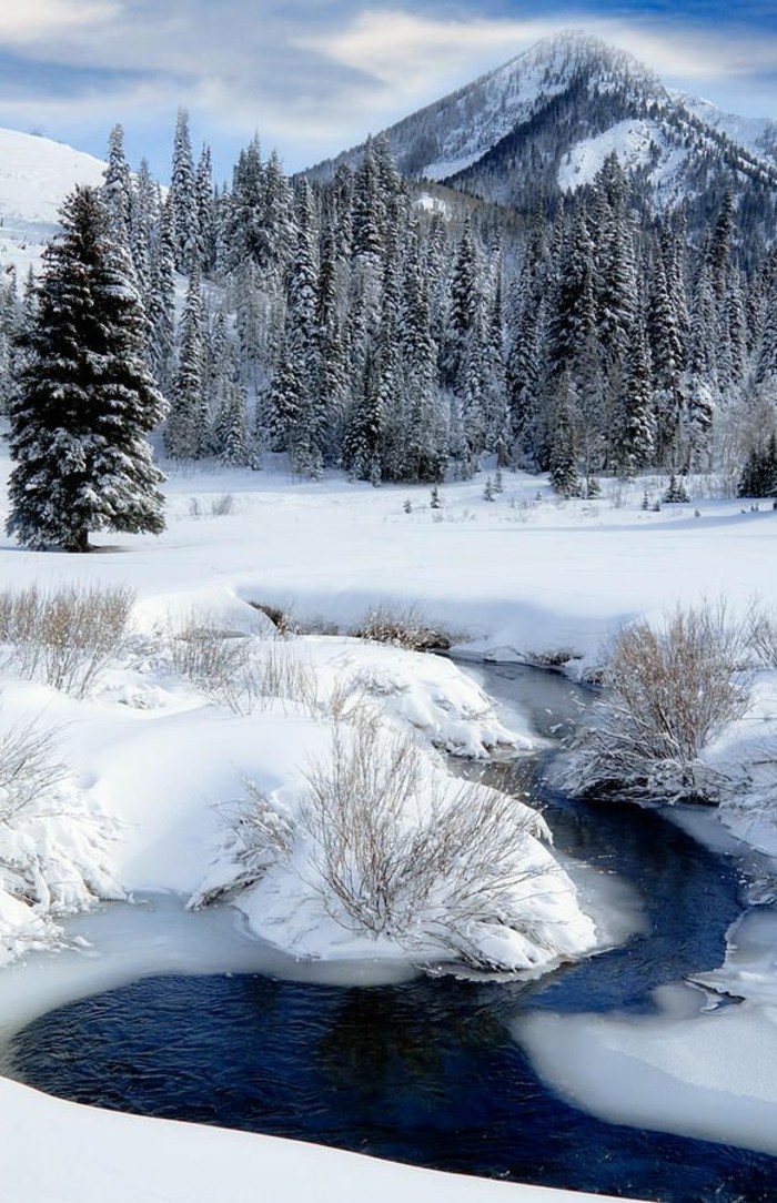 -Wasatch पहाड़ों में सर्दियों जमे हुए झील-सुरम्य सर्दियों छवि