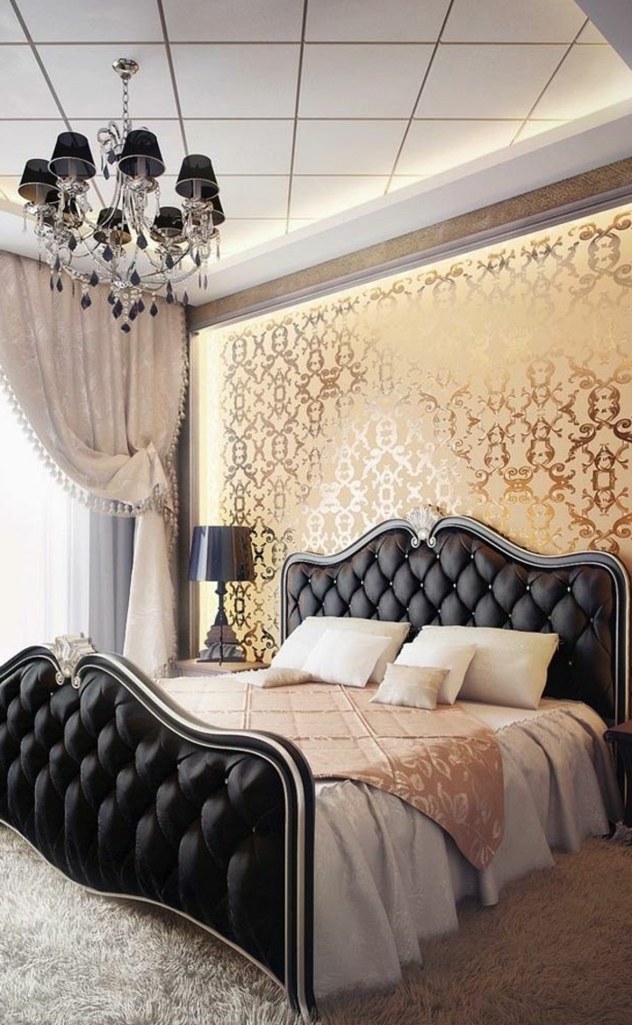 deckenbeleuchtung के लिए बेडरूम-सुनहरे दीवार डिजाइन