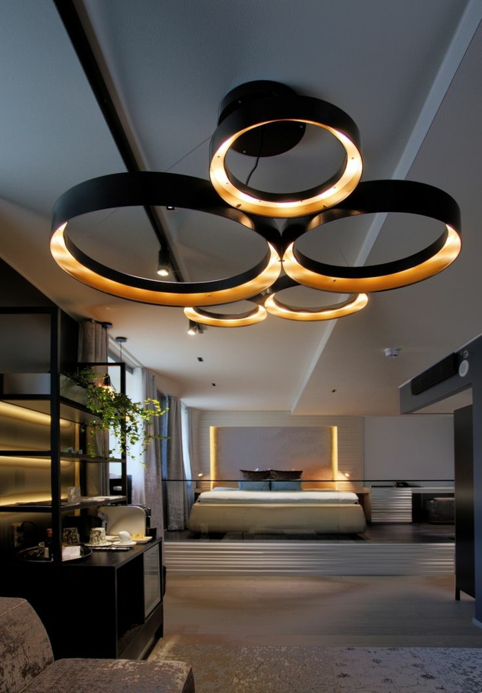 deckenbeleuchtung-para-dormitorio-negro Lámparas colgantes