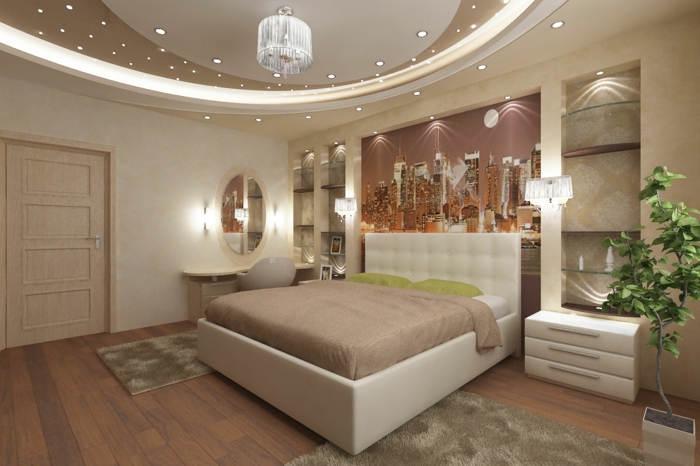 deckenbeleuchtung-para-dormitorio-marrón color de camas
