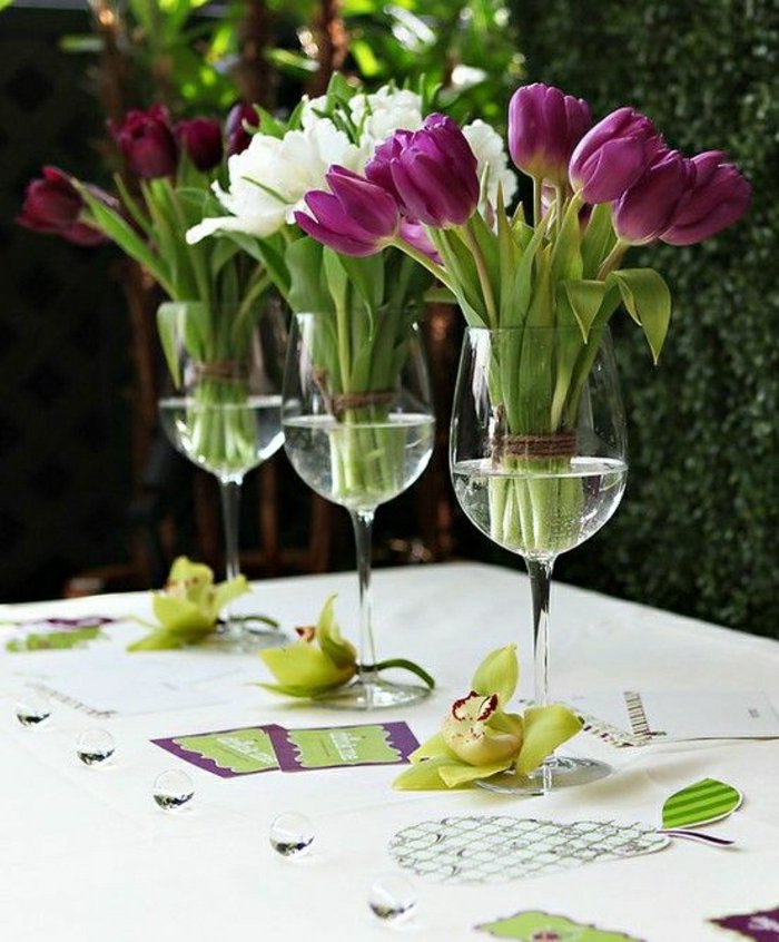 Деко вази чаши за вино-в-цвете вази-кристално лилаво лалета маса декорация
