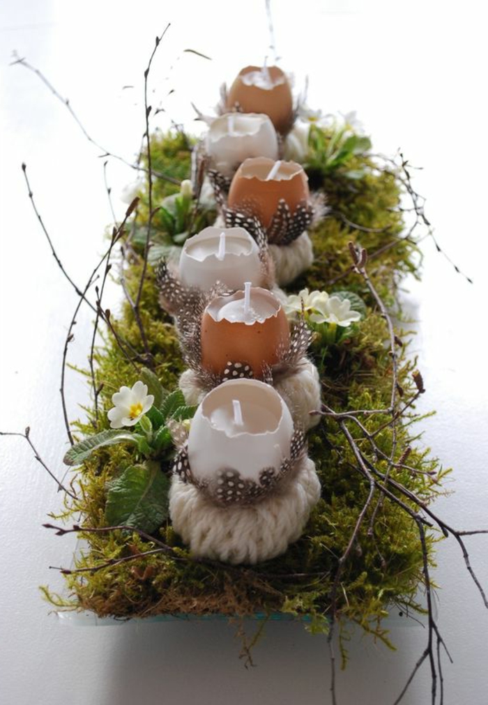Dekorációs ötletek tavaszi-letiltás-with-moss-of-törött tojás-és gyertyák