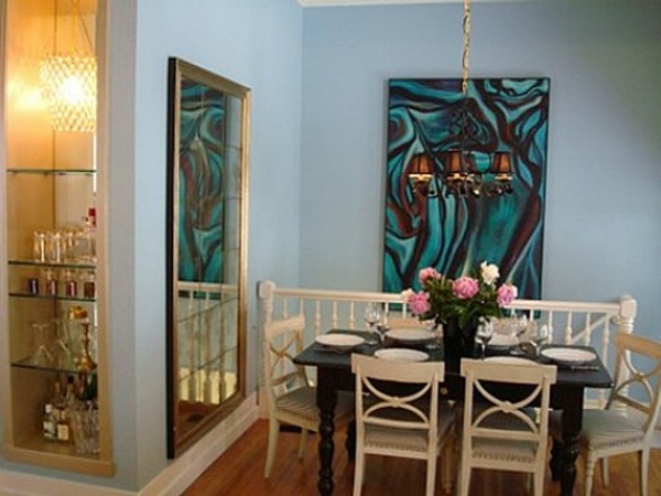 dekoracija-u-tirkizno-boja-super-lijepe-blagovaonica-drvo-blagovaona stol