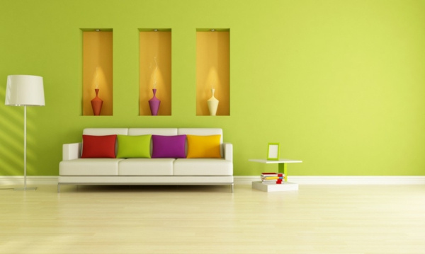 dekoracija-dnevni boravak zid ukras-u-zelene boje
