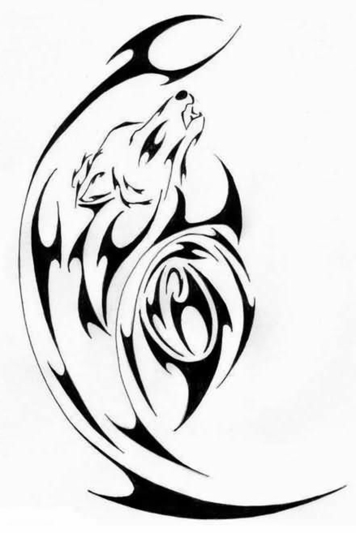 plemenskih vukova tetovaža - crni vuk zmija