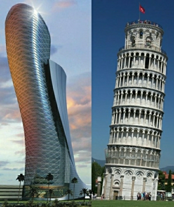 Capital kapu Abu Dhabi a Tower of Pisa