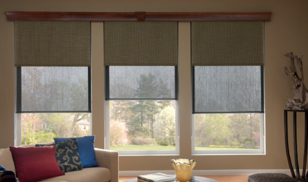 три прозореца-модерен-jalosine-цветна хвърли възглавница и красива гледка
