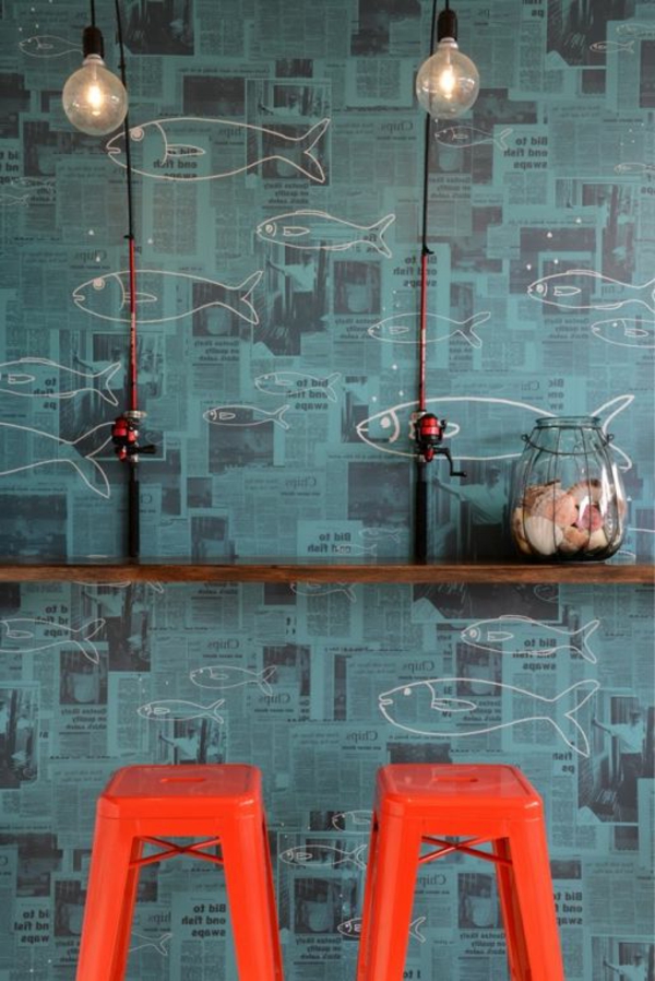 Diseno-wallpaper-ideas-diseñador de papel-con-peces-Papel-diseño-