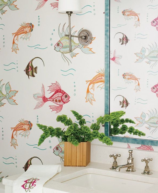 Diseno-wallpaper-ideas-diseñador de papel-con-peces-Papel-design--
