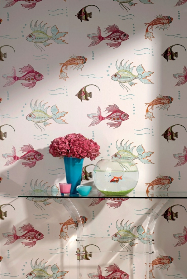 diseño-wallpaper-ideas-diseñador de diseño de papel tapiz-peces-Papel-diseño-pared con