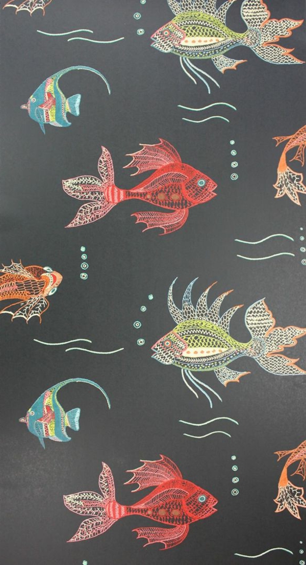 -papier peint -design idées-designer papier peint avec poisson-fond-conception