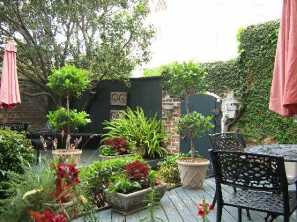 növények és egy nappali terület a modern kerti kialakításhoz