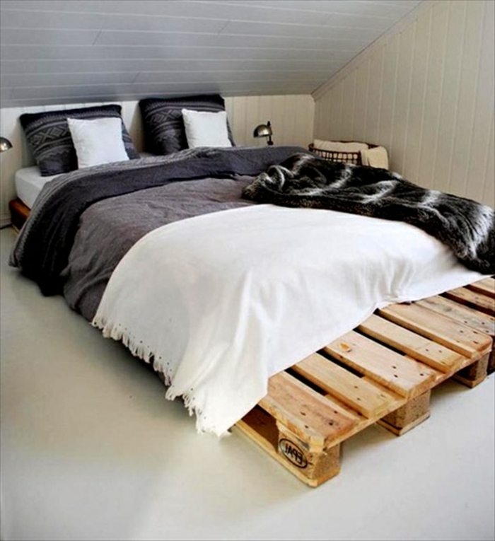 DIY-мебели евро палети легло