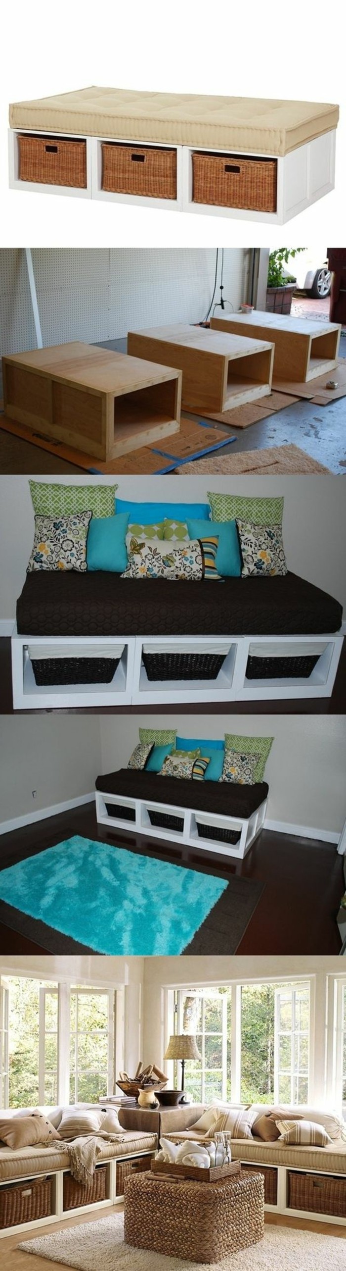 DIY-moebel-kreativno-wohnideen kauč od-drveta i pletene košare-se-baeuen