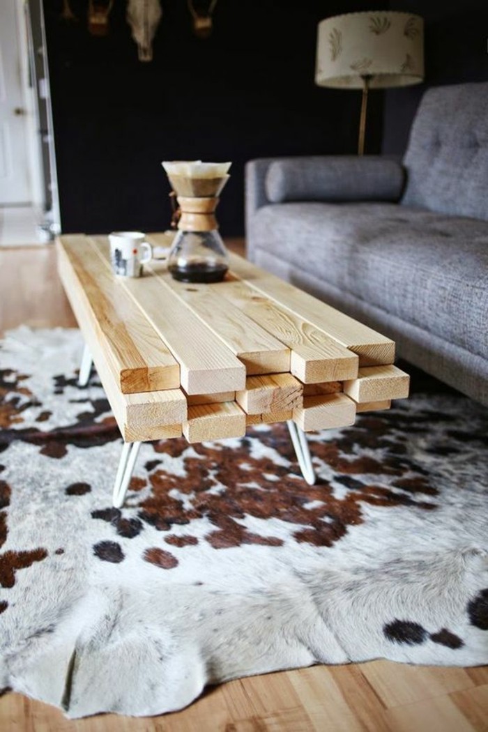 Направи си сам-Moebel-wohnideen сам-направи-маса от дърво-сив диван