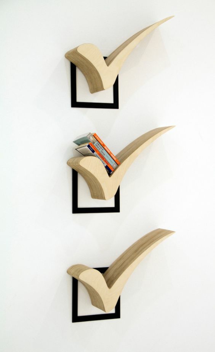 DIY-pared-estantería de madera-libros-interesante de pared de diseño-Wanddeko-Estanterías