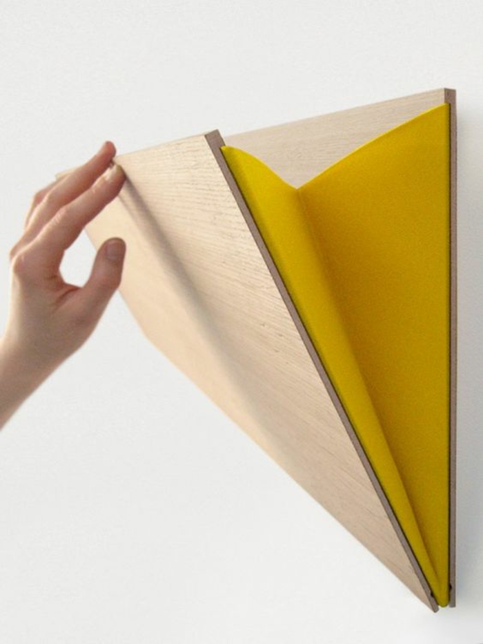 Направи си сам стена срок от дърво и жълто-материал-ръка-wanddeko-идея стена дизайн