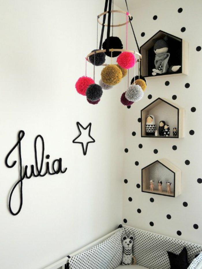 DIY-zid polica-zidne dekoracije zid naljepnica-kićanka-malih figurica krevet-beba-vrtić