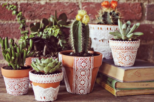 do-it-yourself ötletek-virágcserepeket-of-stricken- kaktuszok